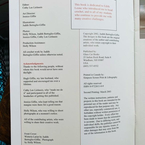 ! Vintage 2002 Beaded Crochet Ropes how-to booklet by Judith Bertoglio-Giffin - Picture 4 of 11